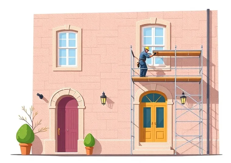 Ravalement de façade en pierre, nettoyage et application d'enduit