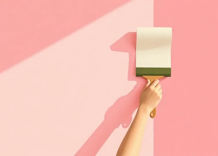 Pose de papier peint, rouleau et brosse à maroufler